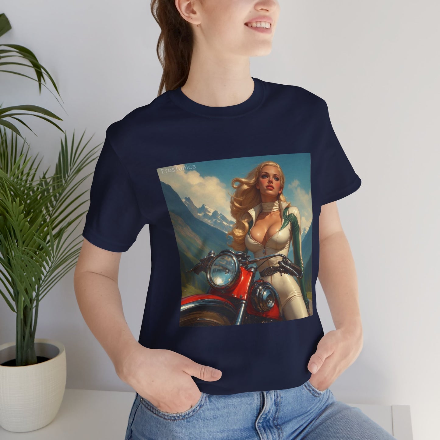 Candy Chrome Biker Tee — Retro Motorcycle Girl Graphic T-Shirt