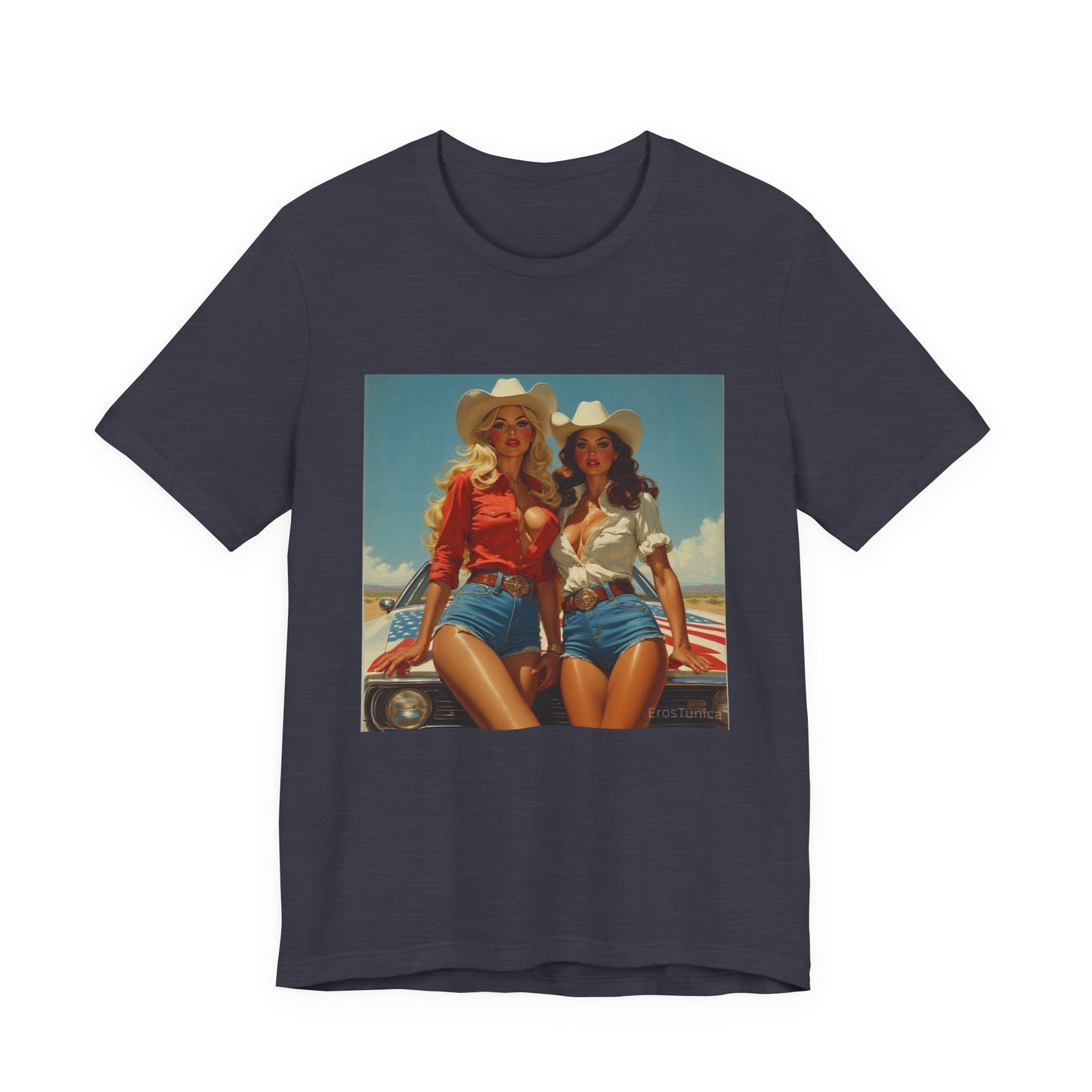 Star Spangled Sirens Cowgirl Pinup Tee — Retro Beauty meets muscle Graphic T-Shirt