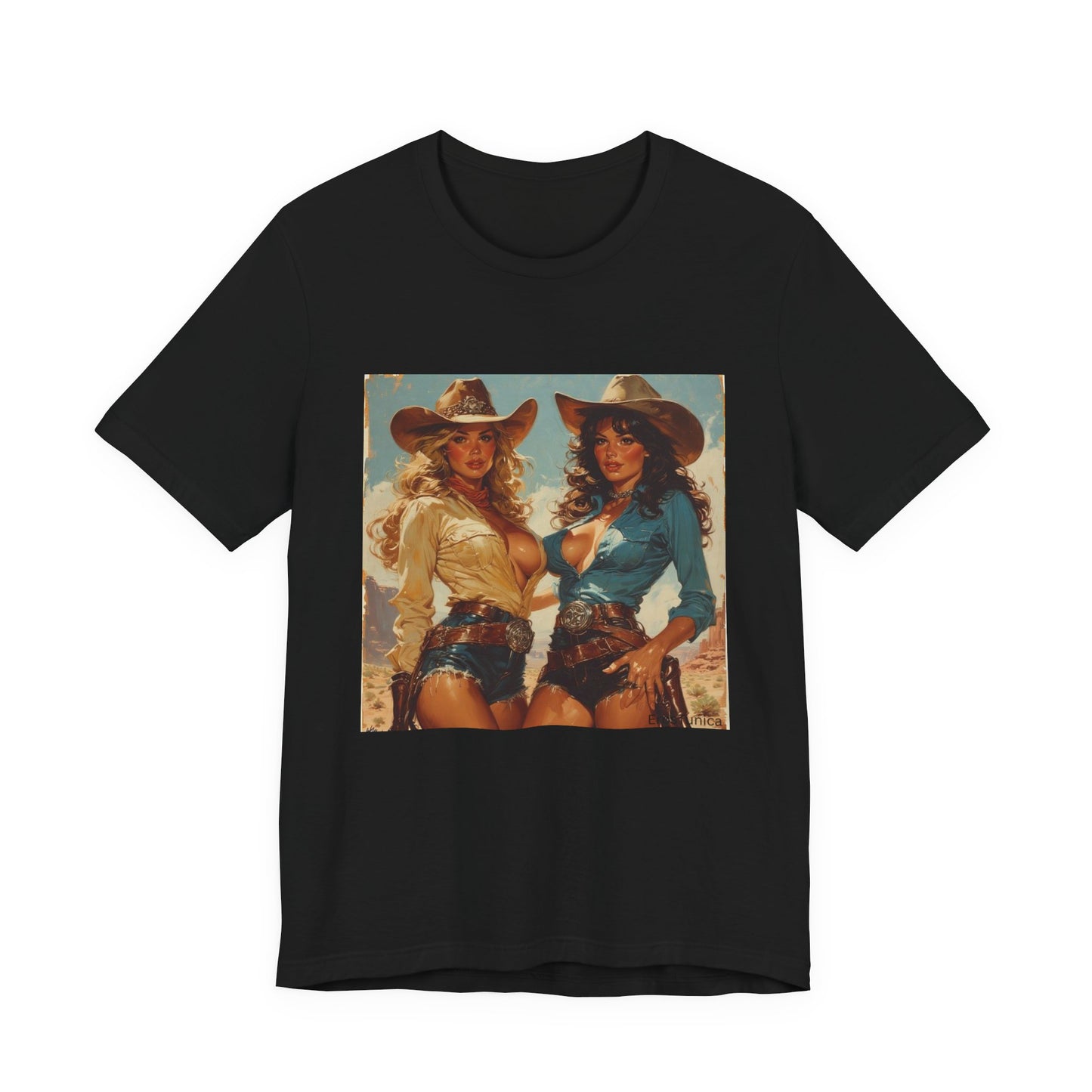 The Golden Frontier Cowgirl Pinup Graphic Tee — Vintage American Design