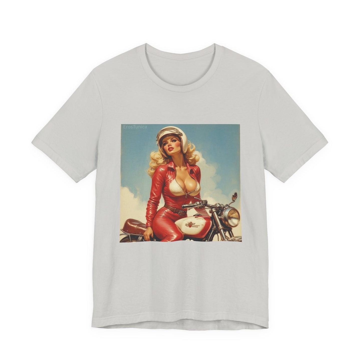 Candy Chrome Biker Tee — Retro Motorcycle Girl Graphic Shirt