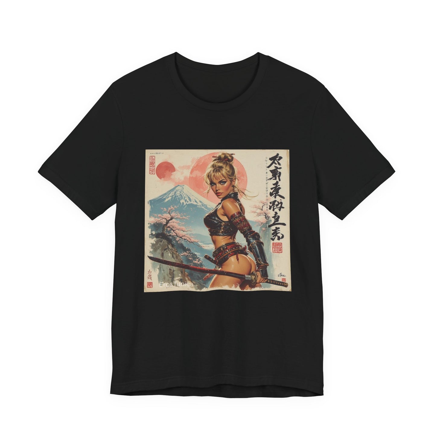 Sakura Samurai Girl Tee — Pop Art Mount Fuji Blossom Graphic T-Shirt