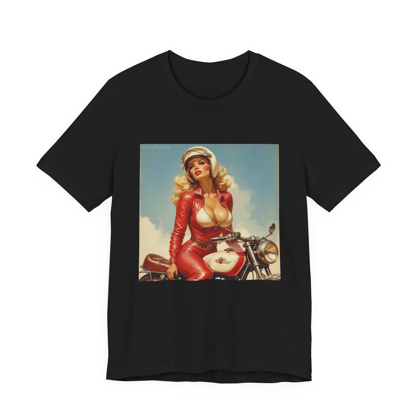 Candy Chrome Biker Tee — Retro Motorcycle Girl Graphic Shirt