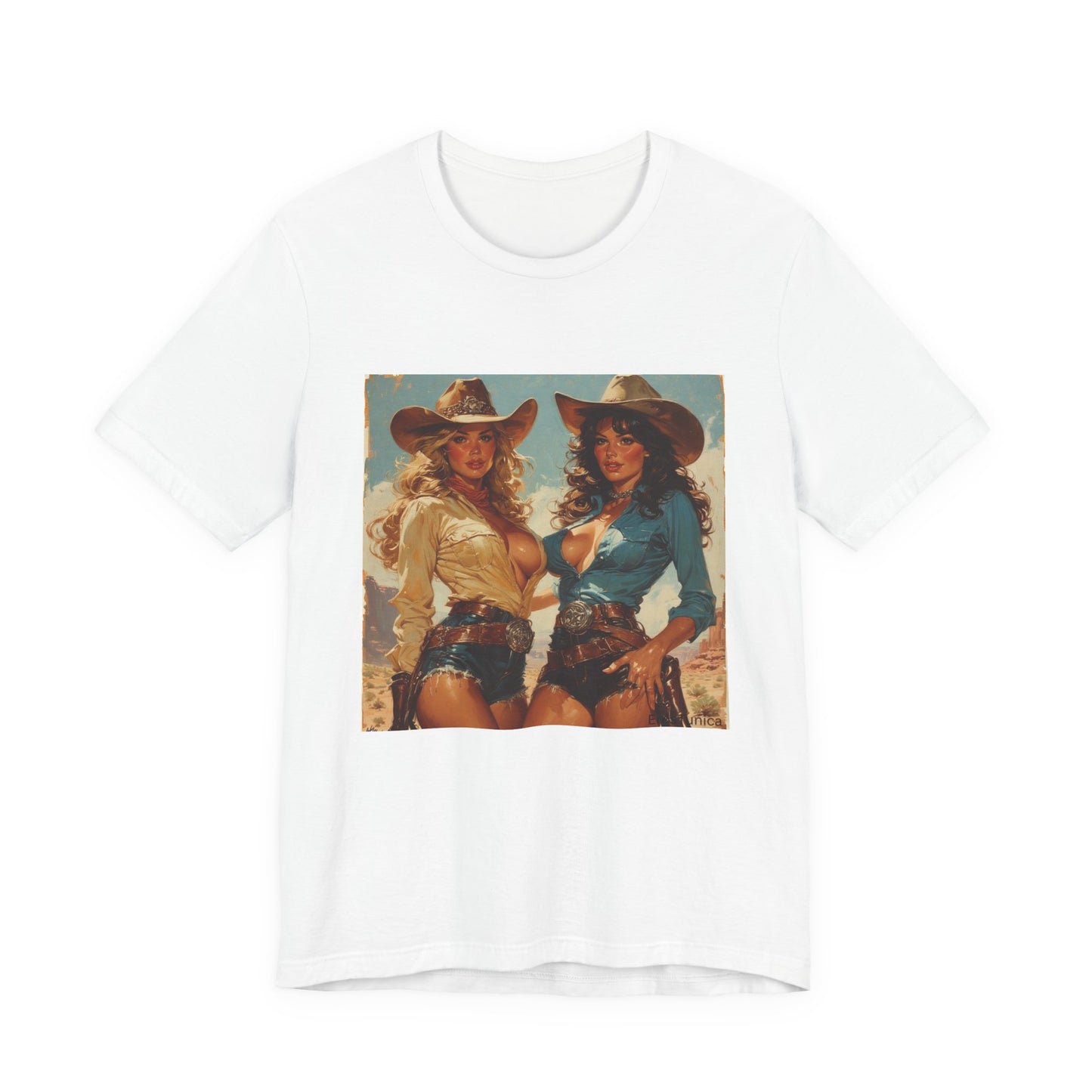 The Golden Frontier Cowgirl Pinup Graphic Tee — Vintage American Design
