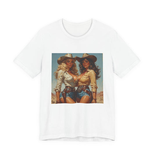 The Golden Frontier Cowgirl Pinup Graphic Tee — Vintage American Design