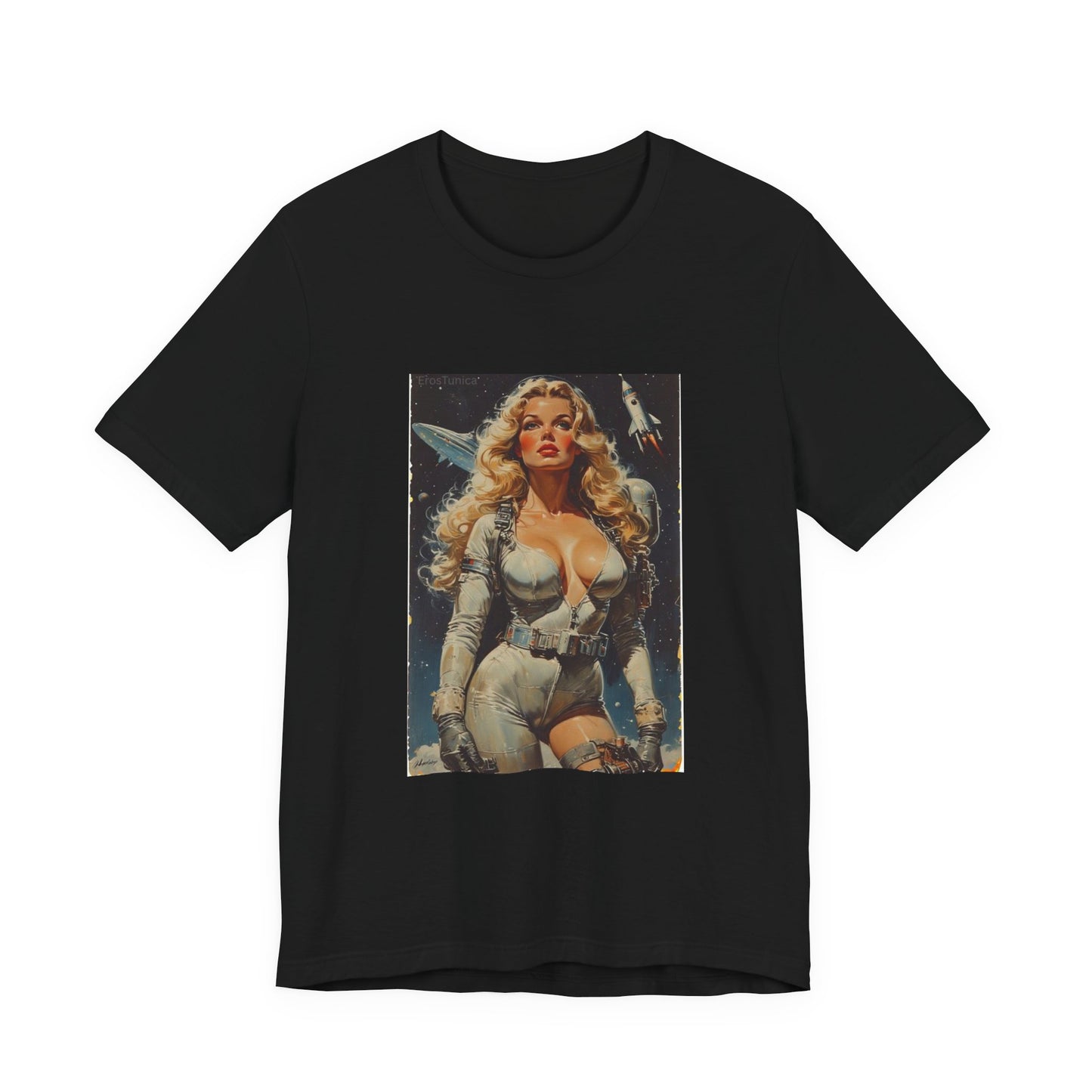 Cosmic Desire Vintage Pin-Up Space Babe T-Shirt — Retro Sci‑Fi Poster Tee