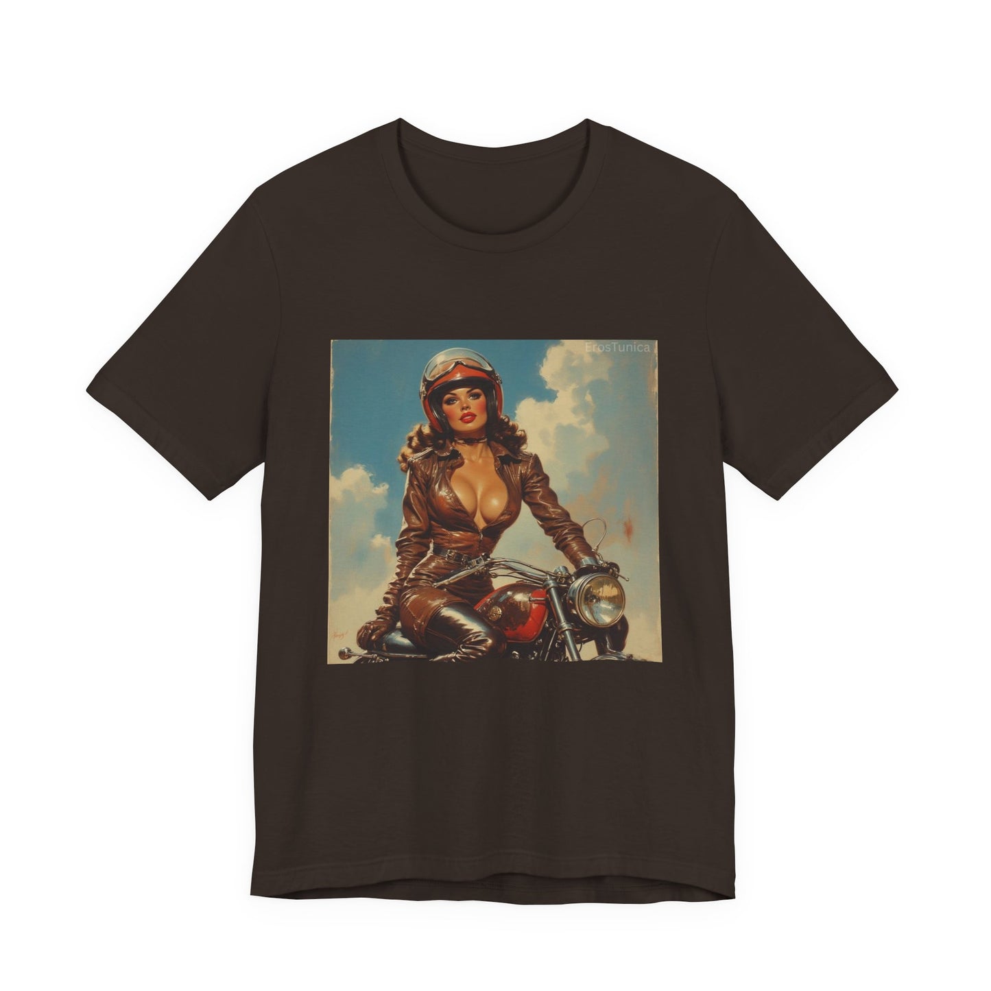 Candy Chrome Vintage Pin-Up Biker Tee — Retro Motorcycle Girl Graphic Shirt