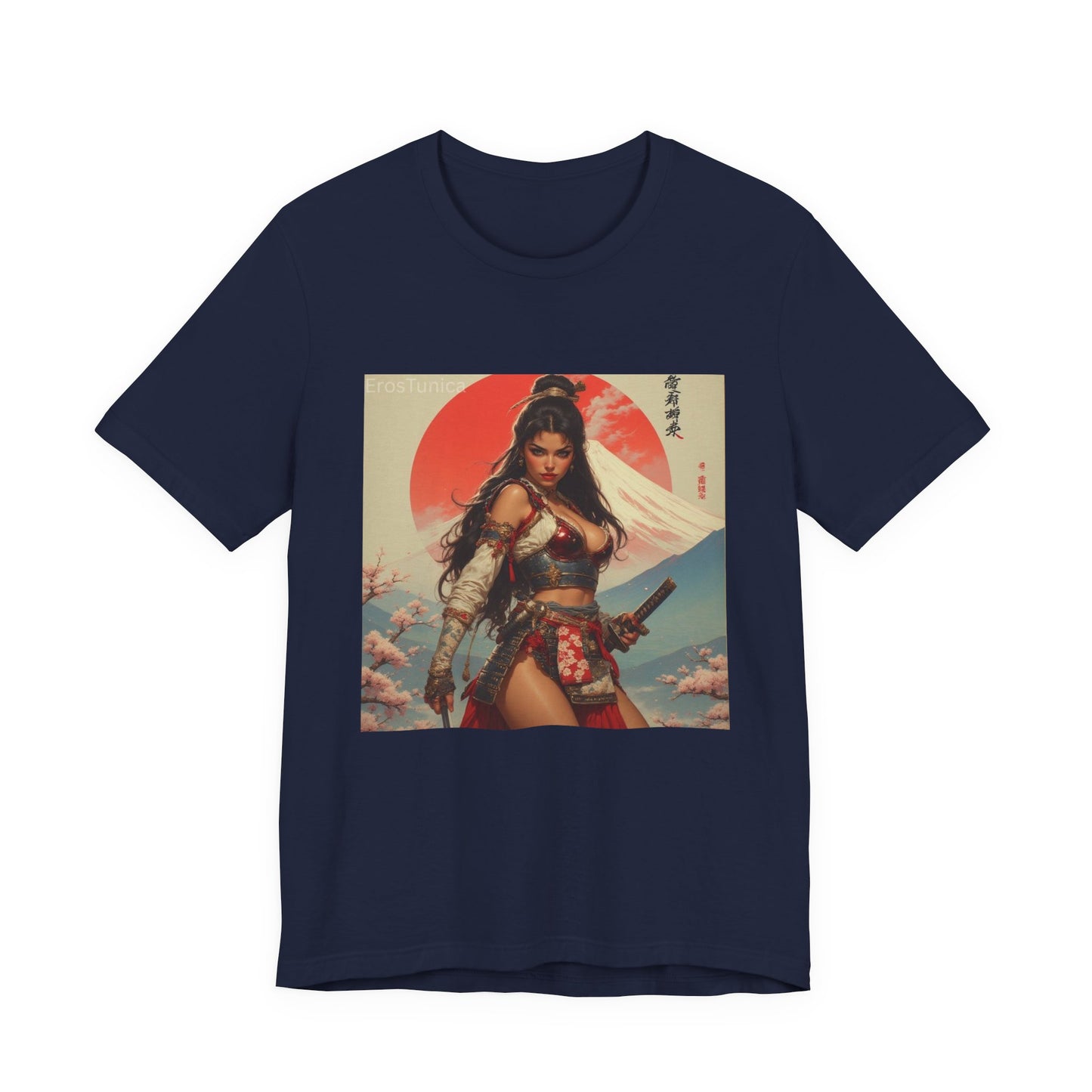 Sakura Samurai Warrior Woman Graphic Tee — Japanese Sunset Anime Art T‑Shirt