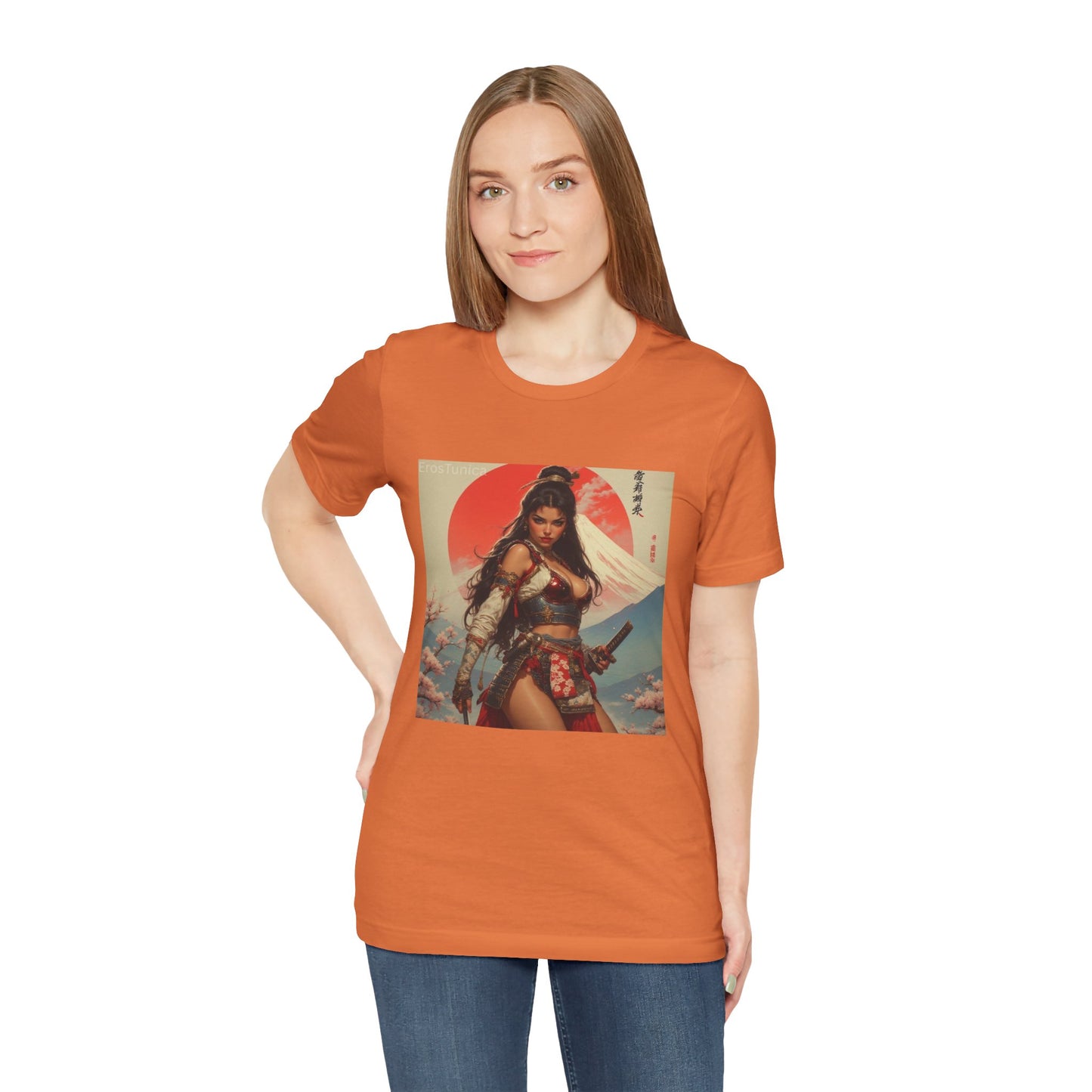 Sakura Samurai Warrior Woman Graphic Tee — Japanese Sunset Anime Art T‑Shirt