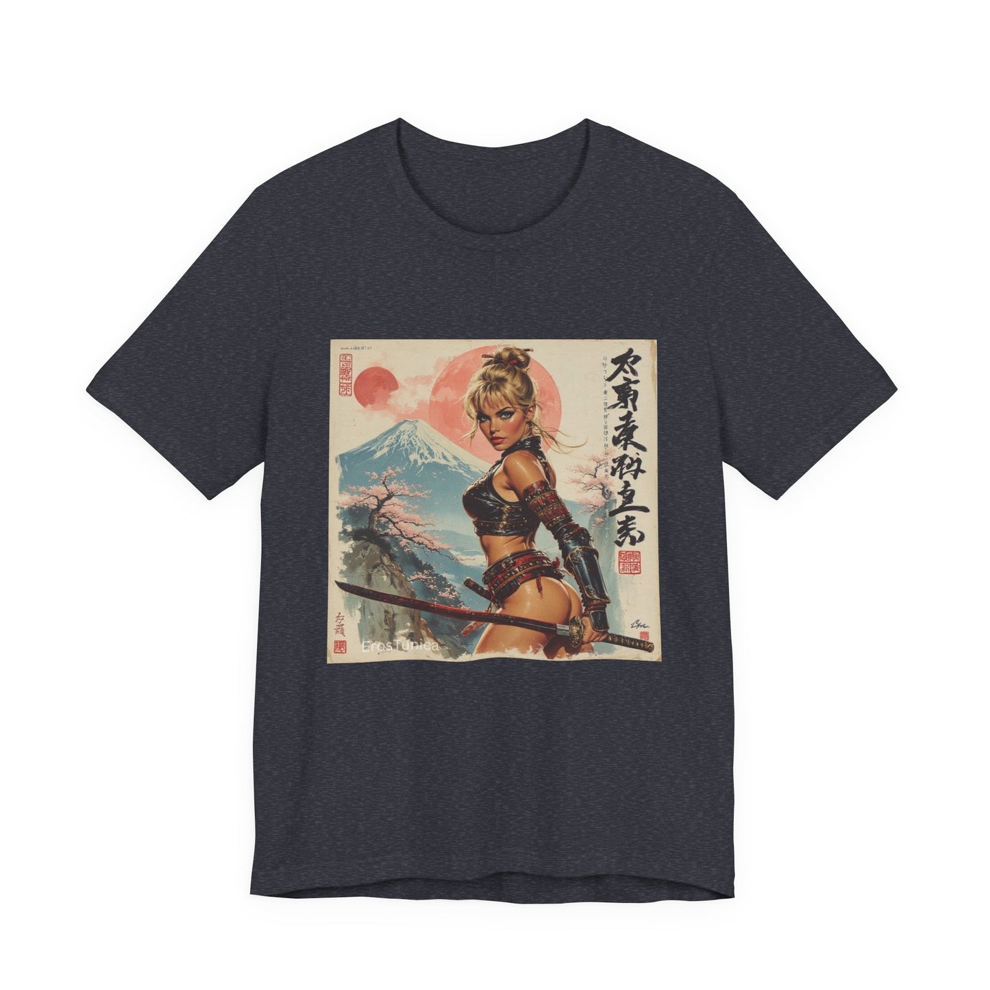 Sakura Samurai Girl Tee — Pop Art Mount Fuji Blossom Graphic T-Shirt
