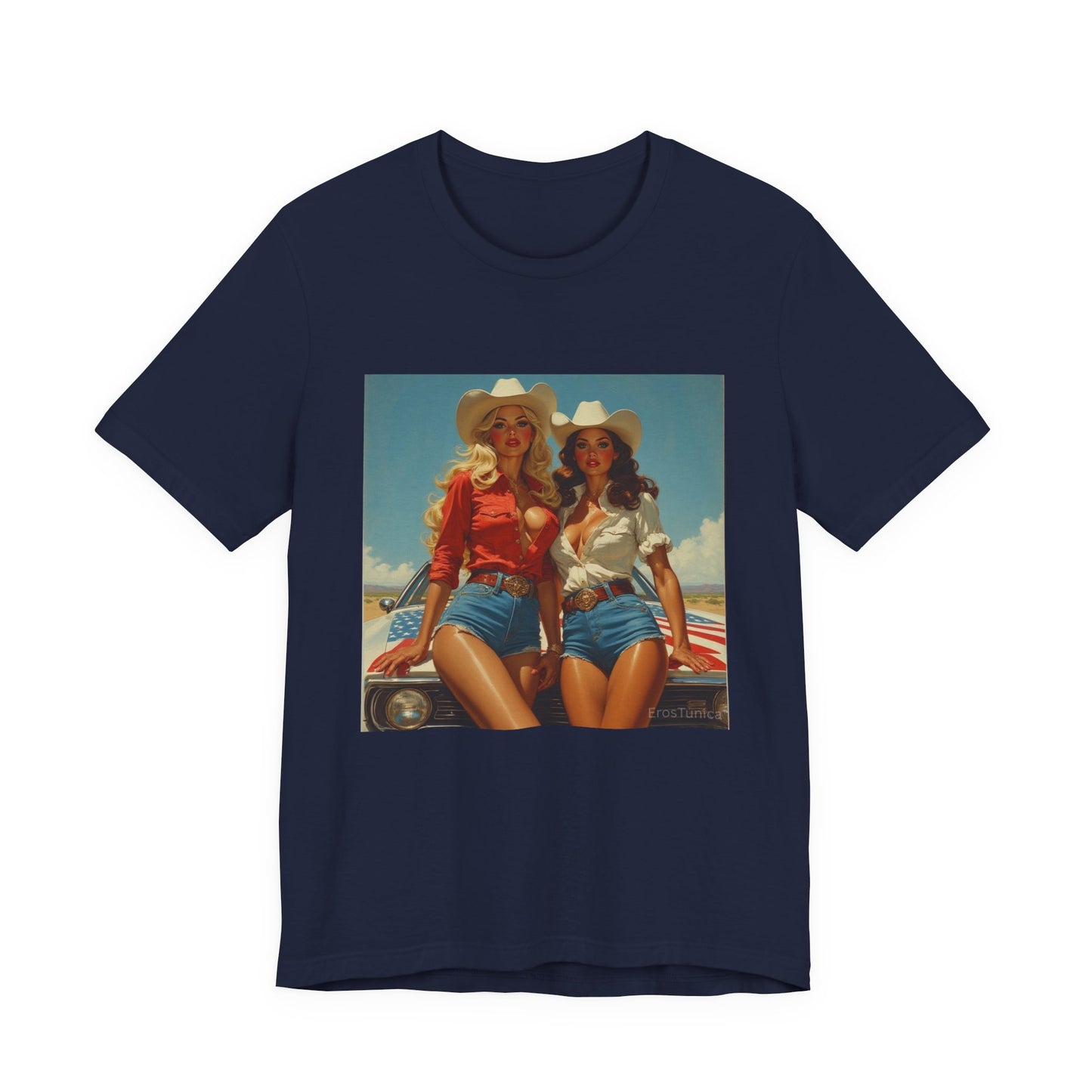 Star Spangled Sirens Cowgirl Pinup Tee — Retro Beauty meets muscle Graphic T-Shirt