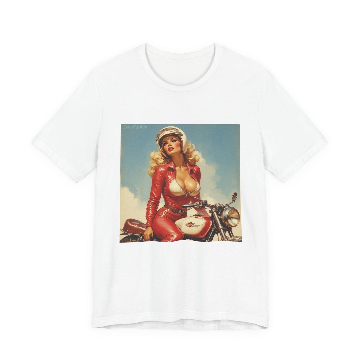 Candy Chrome Biker Tee — Retro Motorcycle Girl Graphic Shirt