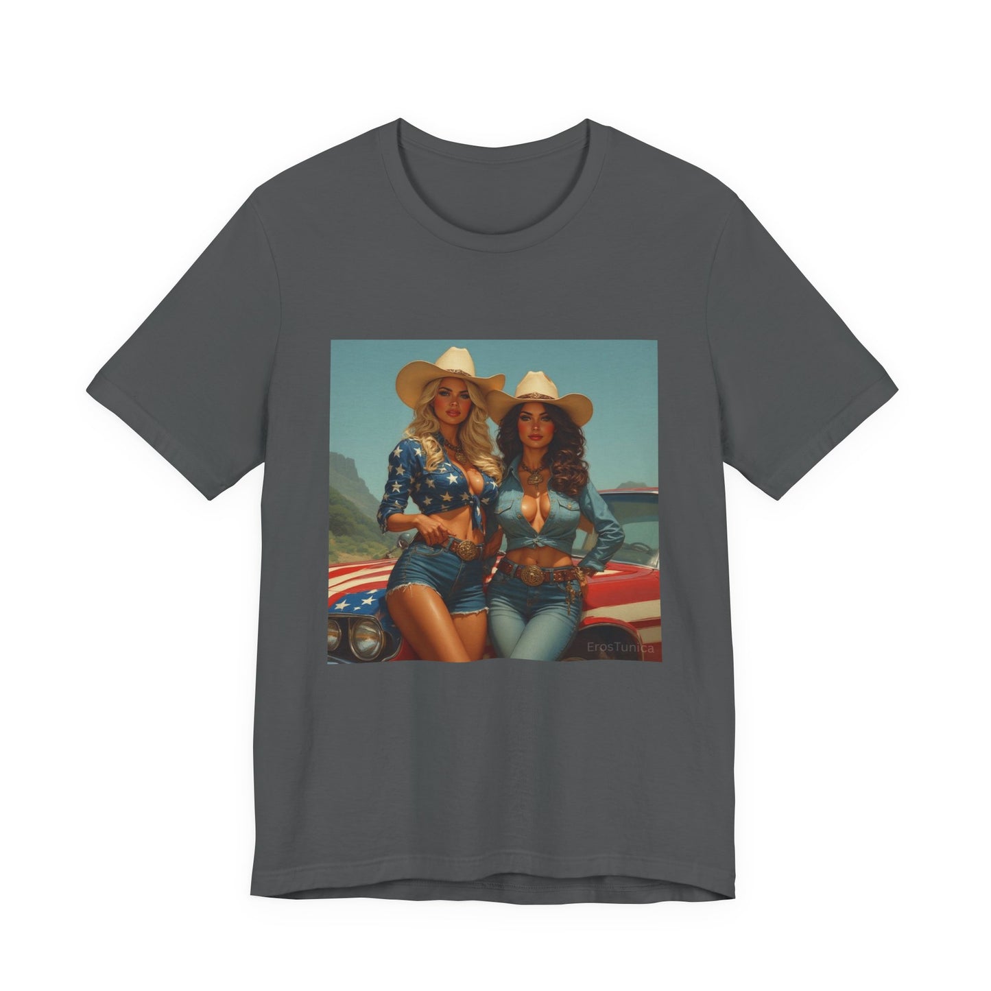 Star Spangled Sirens Cowgirl Pinup Graphic Tee — Vintage American Beauty  Design