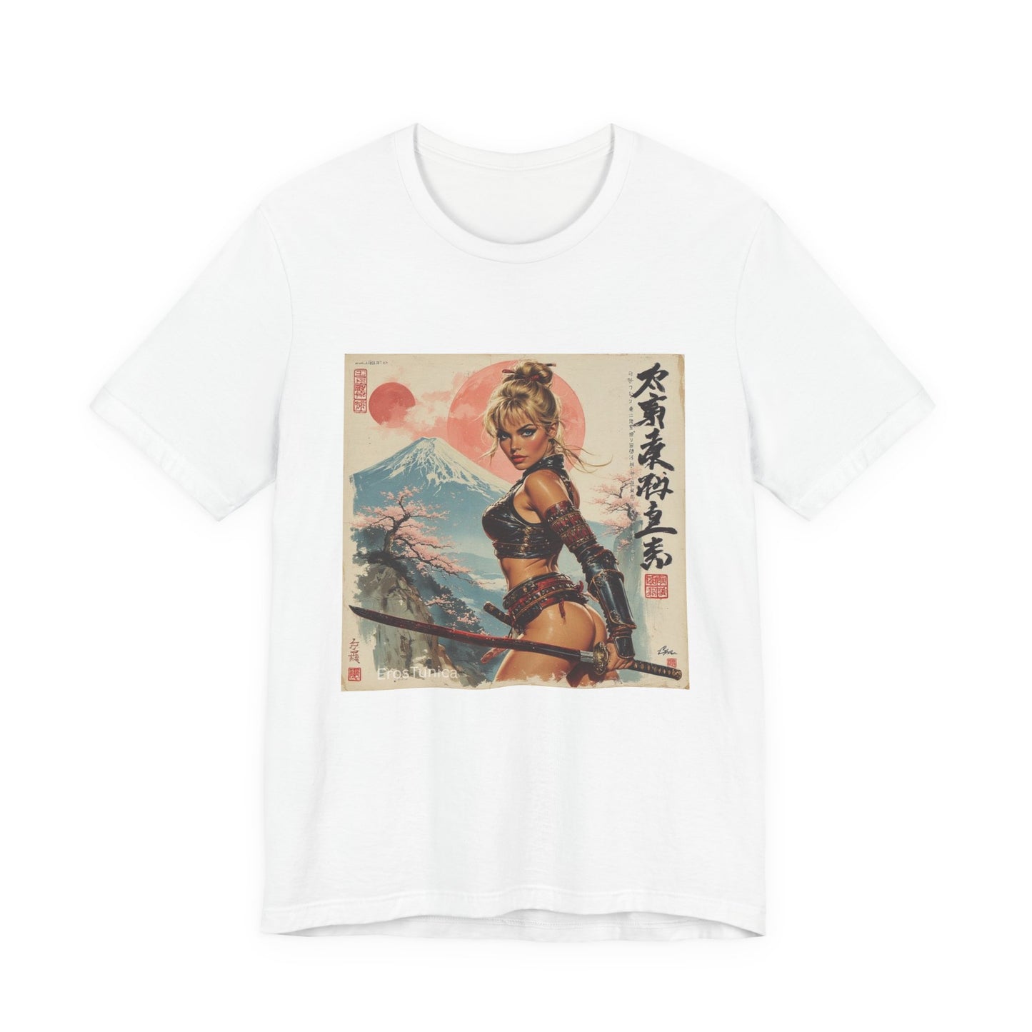 Sakura Samurai Girl Tee — Pop Art Mount Fuji Blossom Graphic T-Shirt