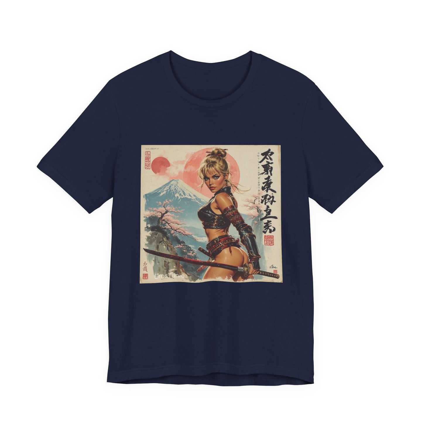 Sakura Samurai Girl Tee — Pop Art Mount Fuji Blossom Graphic T-Shirt
