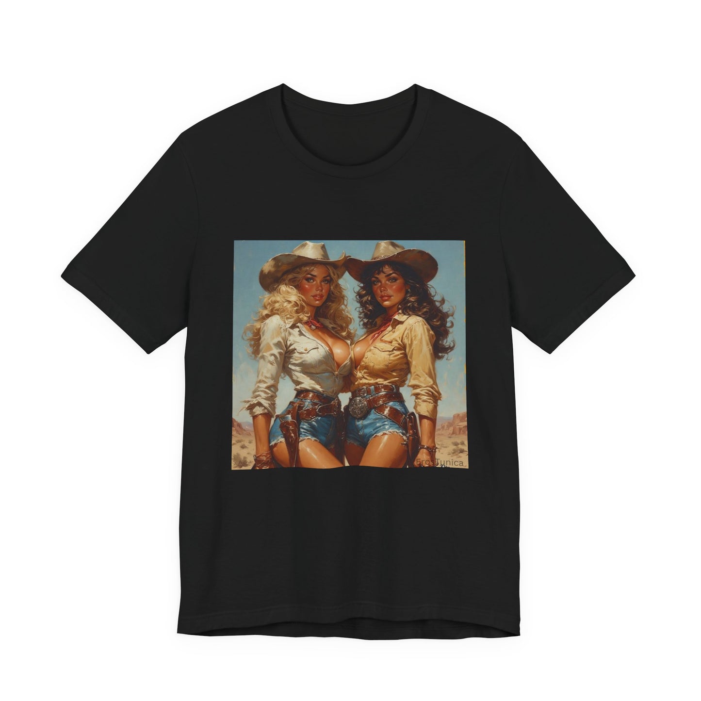 The Golden Frontier Cowgirl Pinup Graphic Tee — Vintage American Design