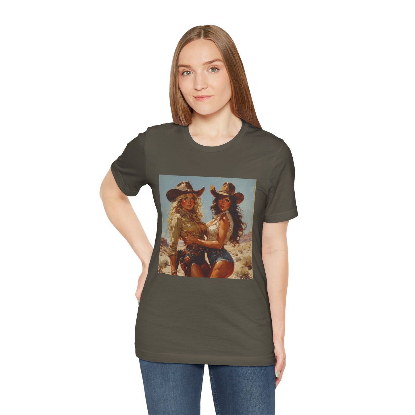 The Golden Frontier Cowgirl Pinup Graphic Tee Vintage American Design