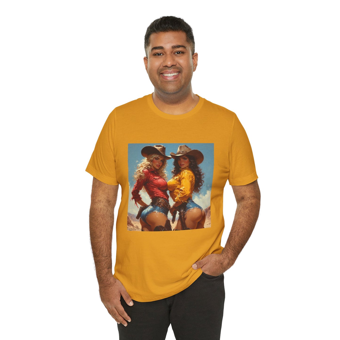The Golden Frontier Cowgirl Pinup Graphic Tee — Vintage American Design