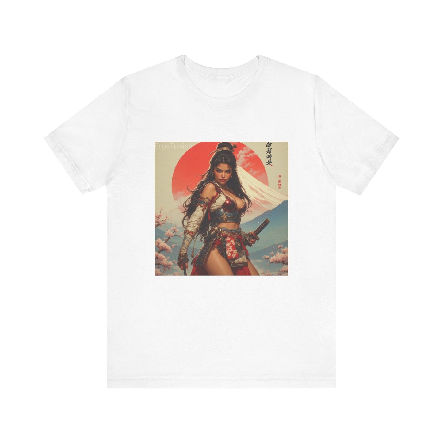 Sakura Samurai Warrior Woman Graphic Tee — Japanese Sunset Anime Art T‑Shirt
