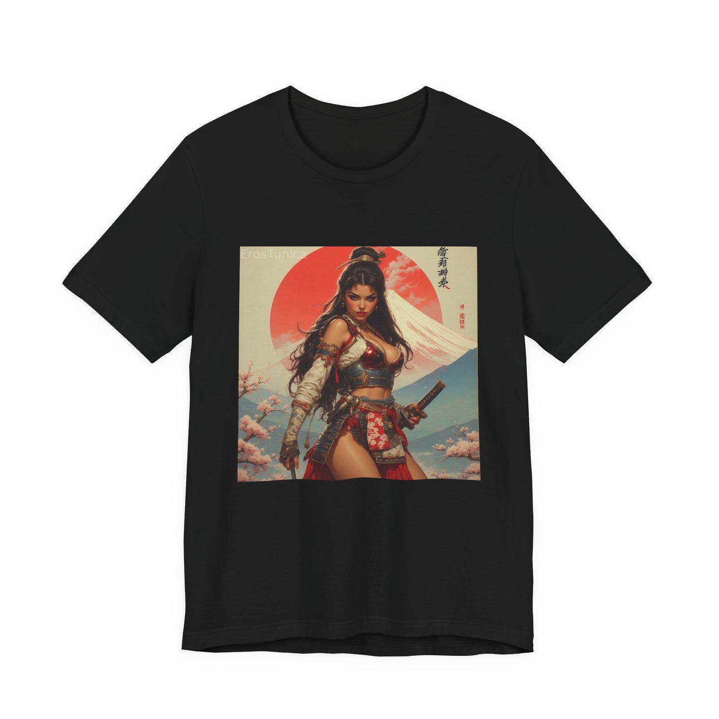 Sakura Samurai Warrior Woman Graphic Tee — Japanese Sunset Anime Art T‑Shirt