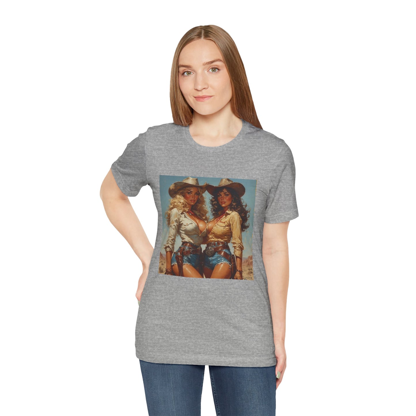 The Golden Frontier Cowgirl Pinup Graphic Tee — Vintage American Design