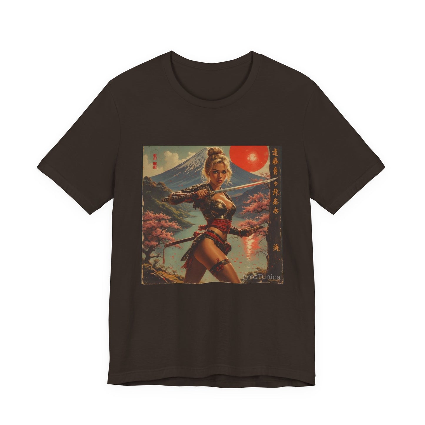 Sakura Samurai Pin-Up Tee – Retro Japanese Mount Fuji Artwork