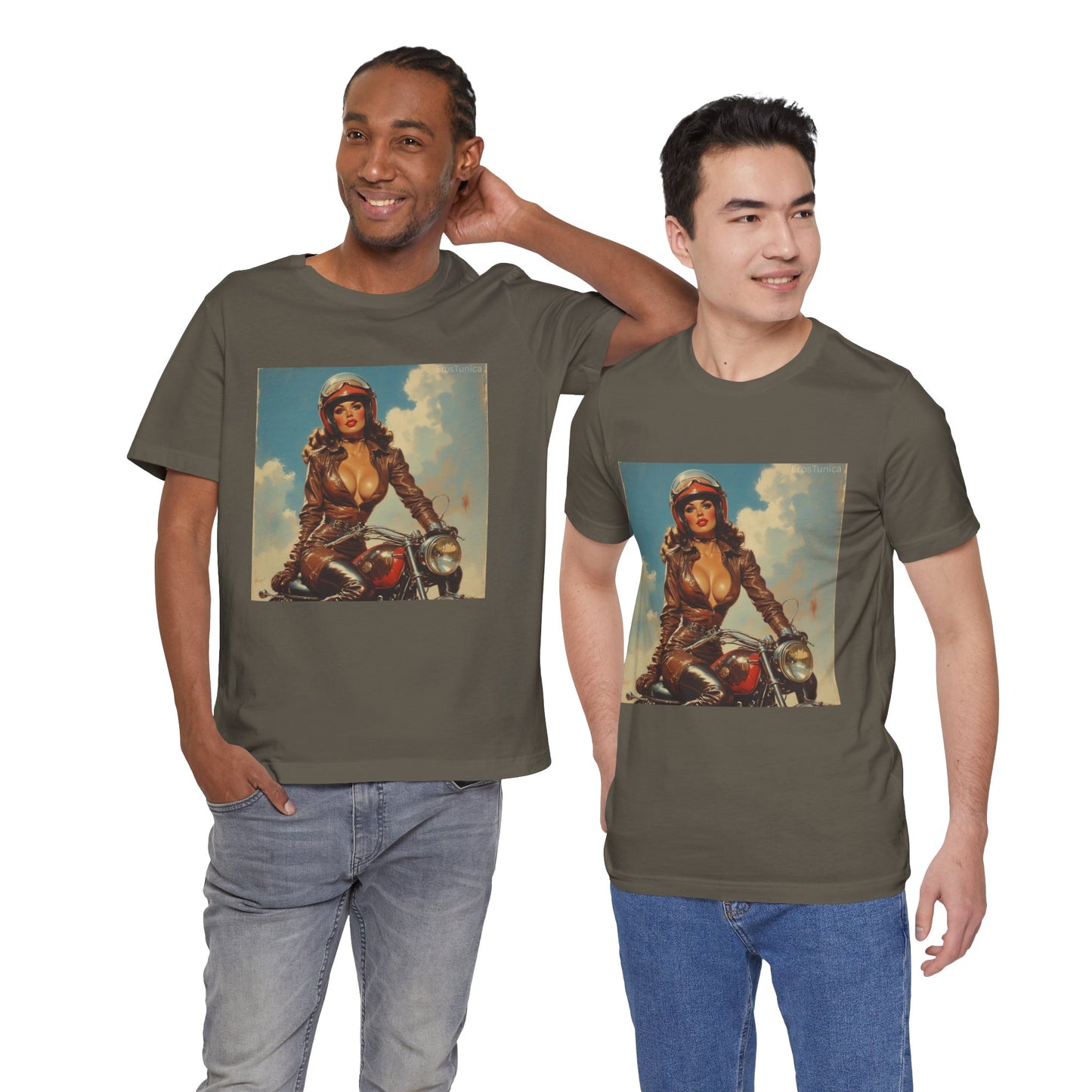 Candy Chrome Vintage Pin-Up Biker Tee — Retro Motorcycle Girl Graphic Shirt