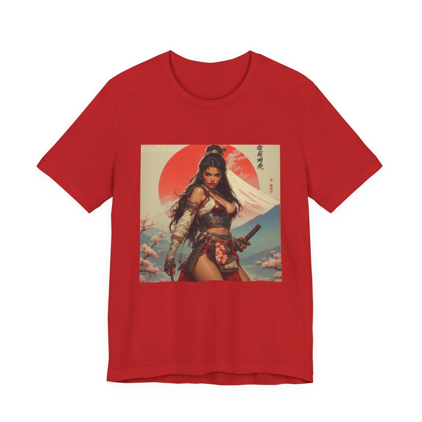 Sakura Samurai Warrior Woman Graphic Tee — Japanese Sunset Anime Art T‑Shirt