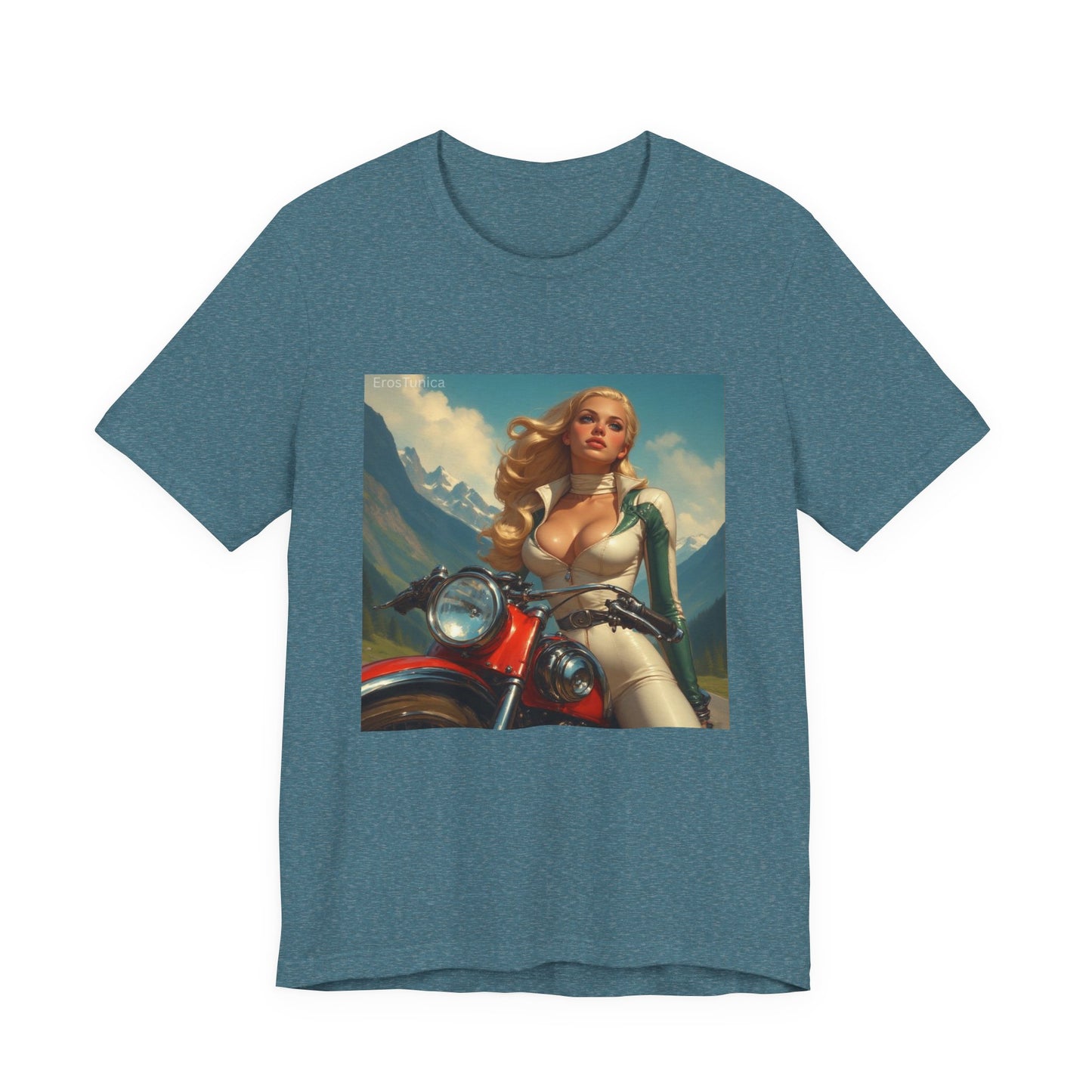 Candy Chrome Biker Tee — Retro Motorcycle Girl Graphic T-Shirt