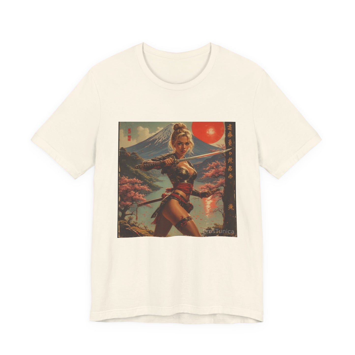 Sakura Samurai Pin-Up Tee – Retro Japanese Mount Fuji Artwork