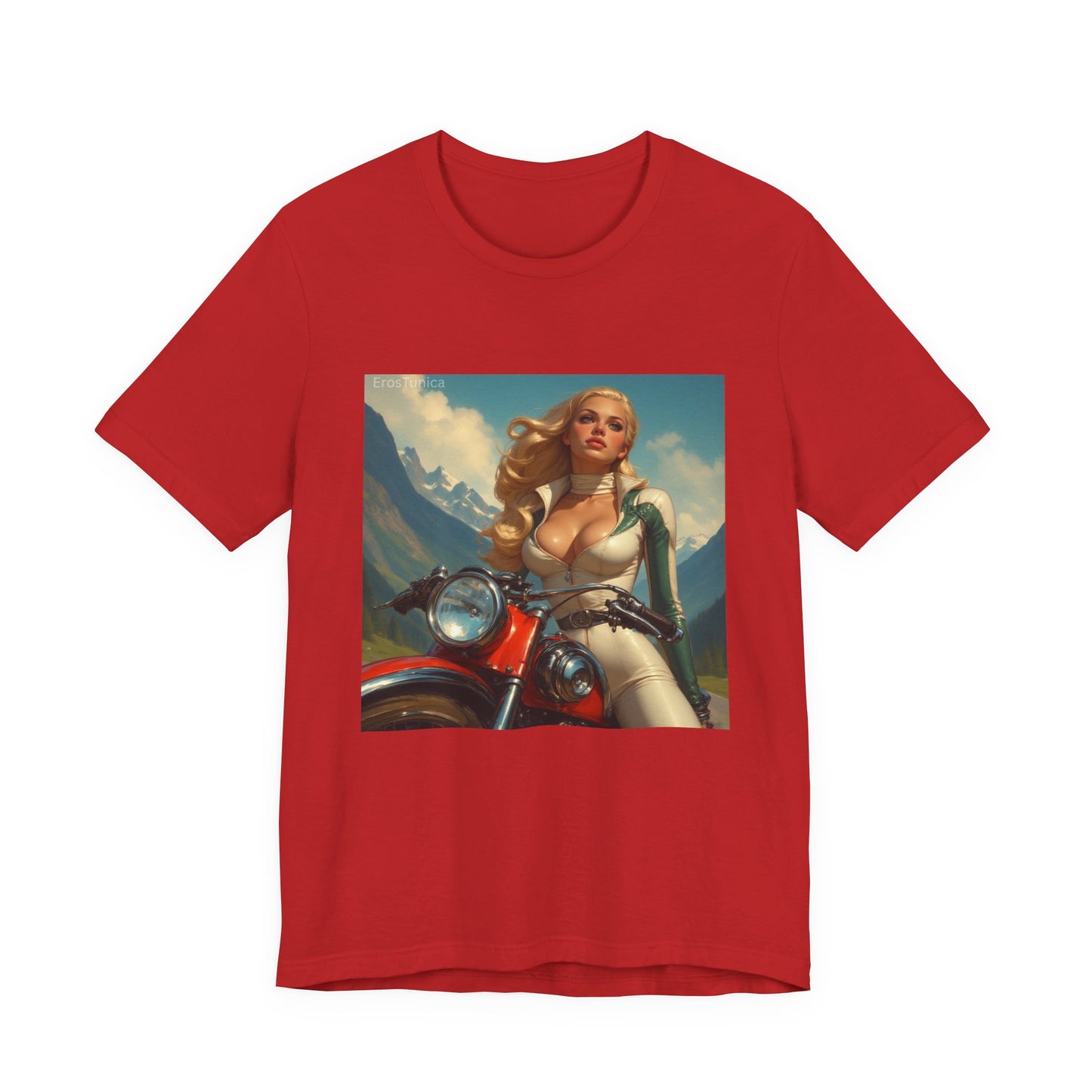 Candy Chrome Biker Tee — Retro Motorcycle Girl Graphic T-Shirt