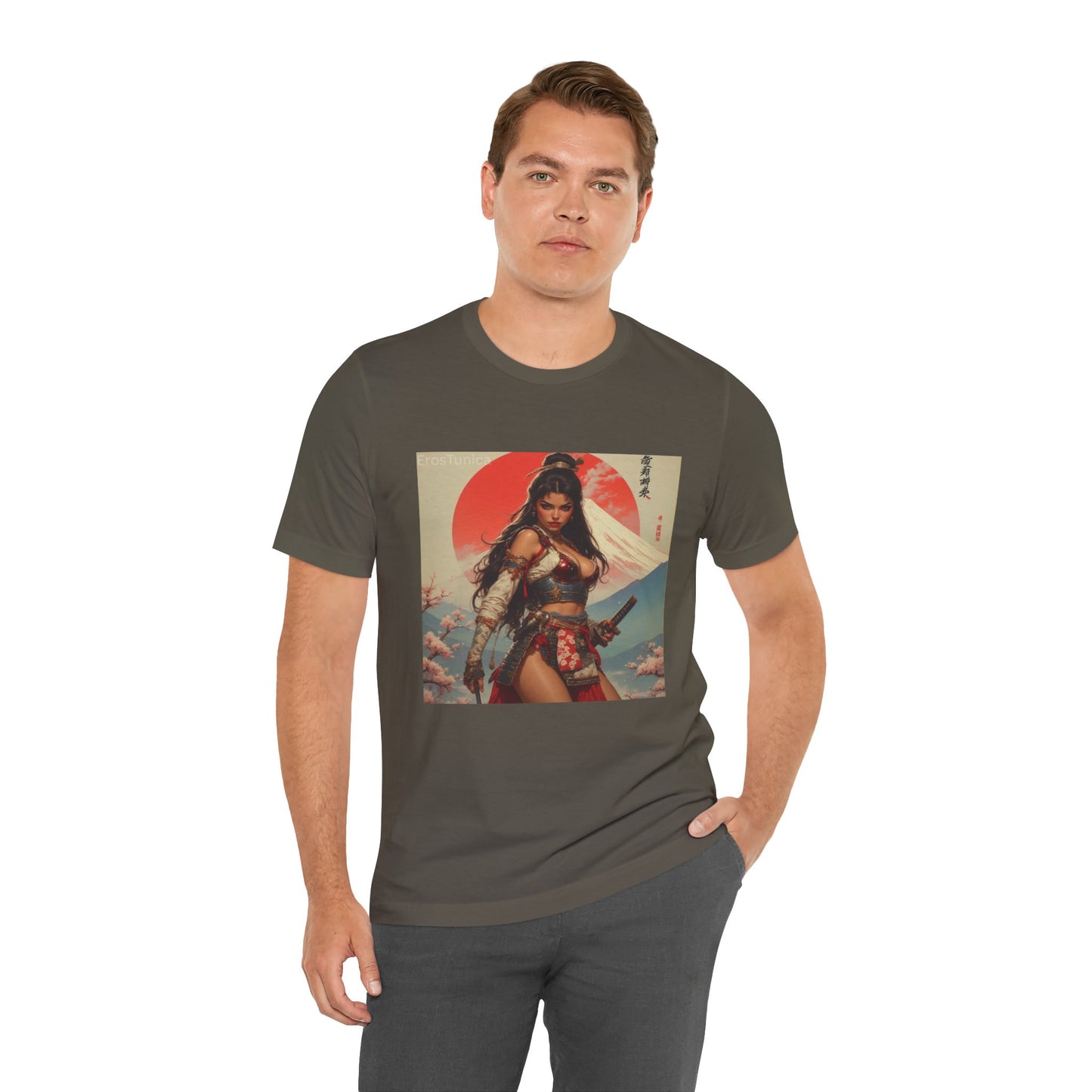Sakura Samurai Warrior Woman Graphic Tee — Japanese Sunset Anime Art T‑Shirt