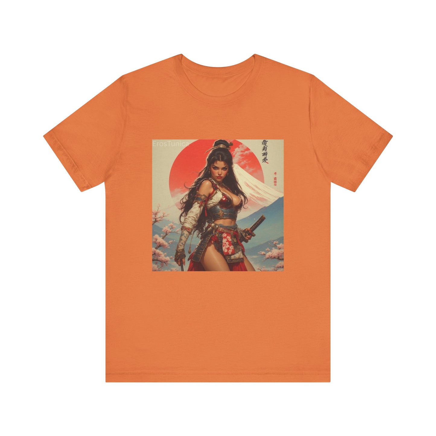 Sakura Samurai Warrior Woman Graphic Tee — Japanese Sunset Anime Art T‑Shirt