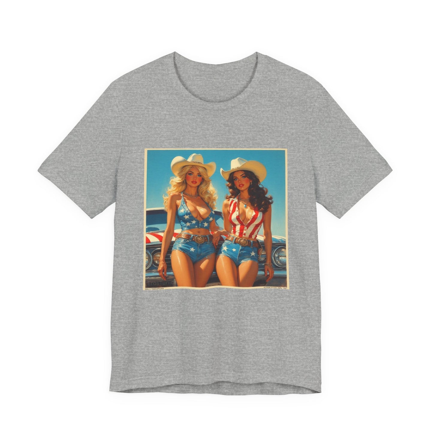 Star Spangled Sirens Pin-Up Cowgirl Tee — Retro Patriotic sass n chrome T-Shirt