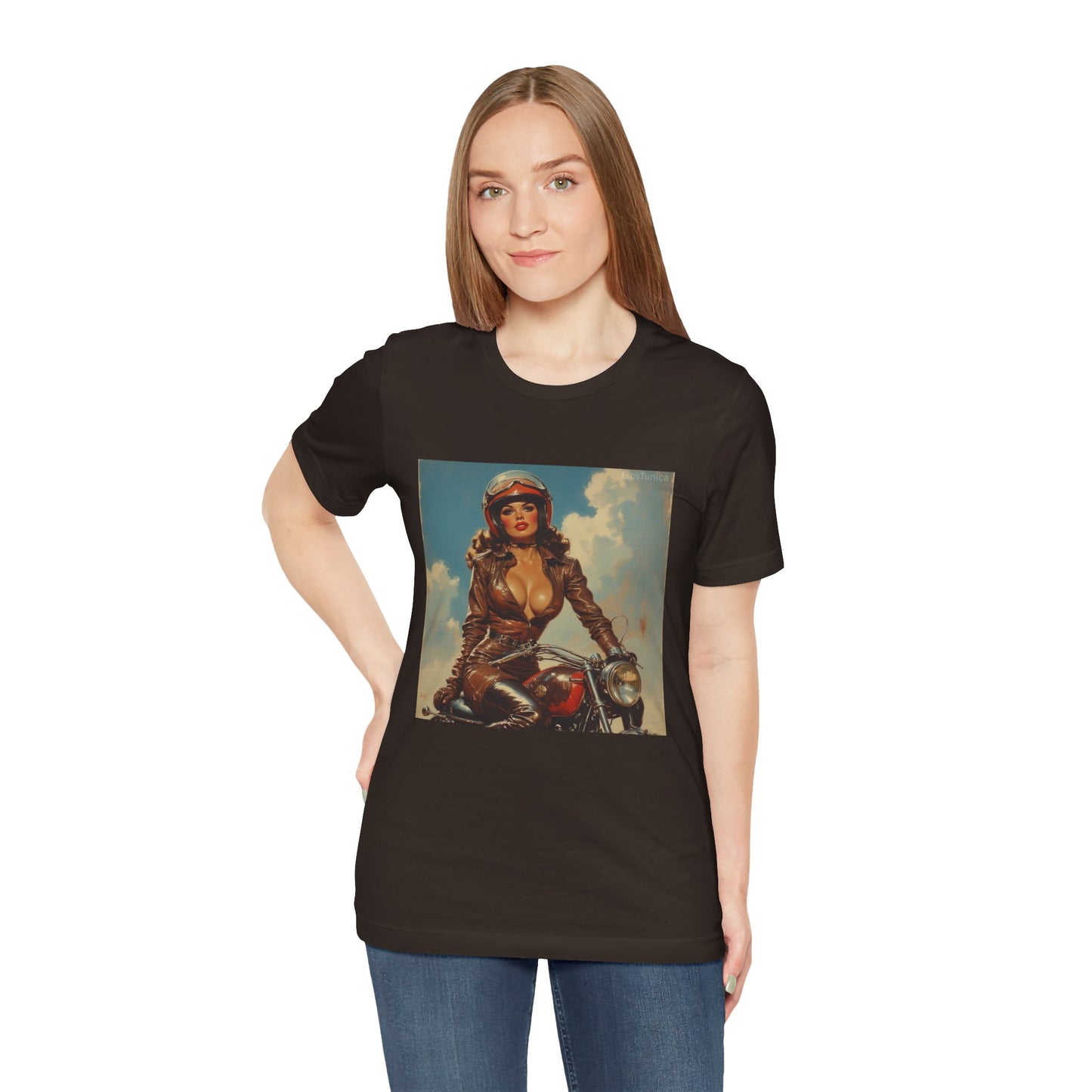 Candy Chrome Vintage Pin-Up Biker Tee — Retro Motorcycle Girl Graphic Shirt