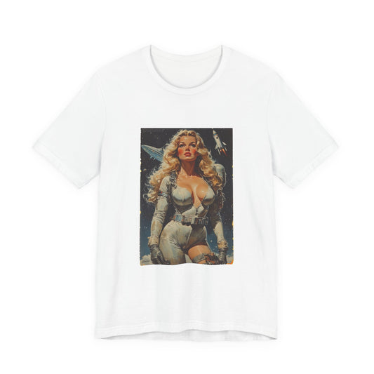 Cosmic Desire Vintage Pin-Up Space Babe T-Shirt — Retro Sci‑Fi Poster Tee