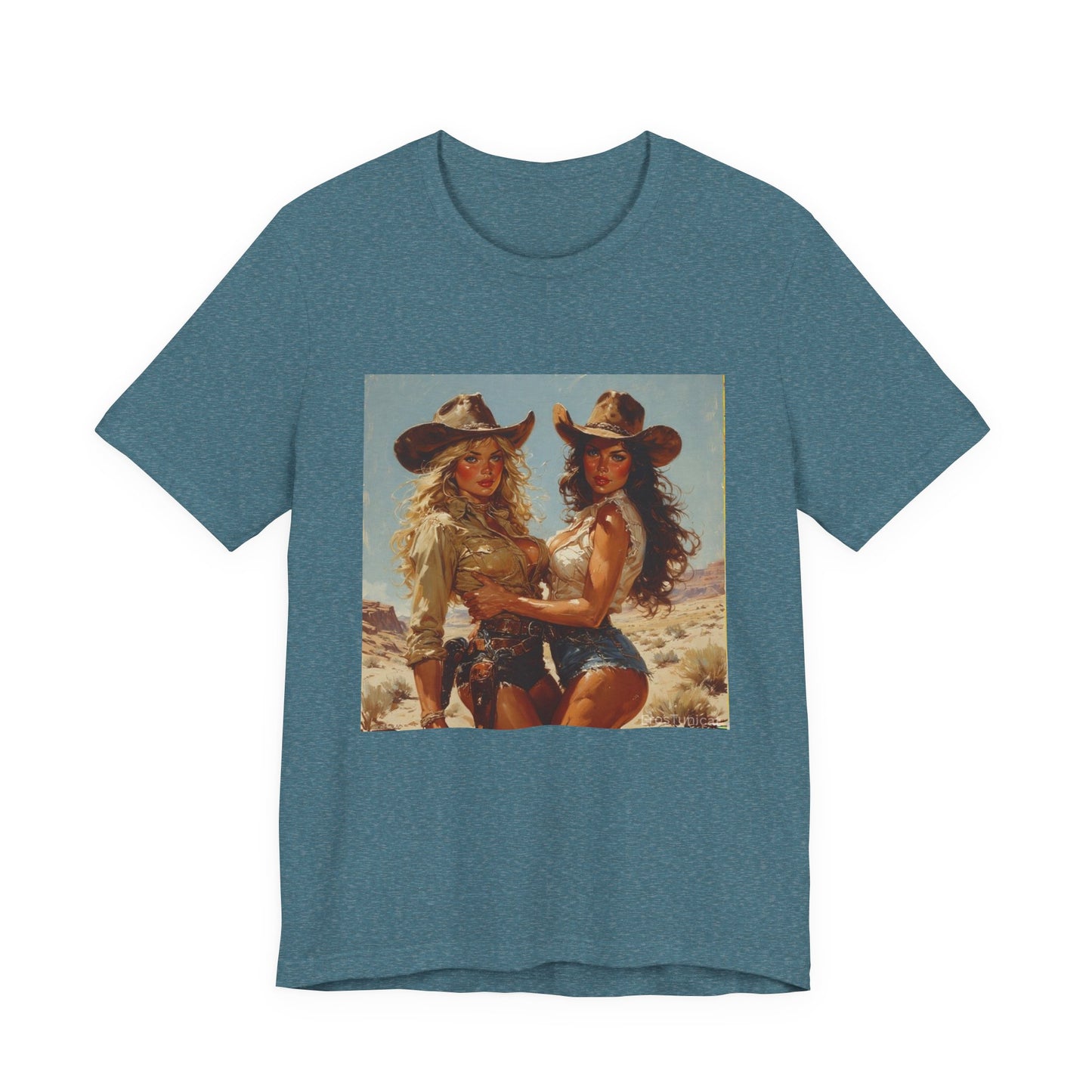 The Golden Frontier Cowgirl Pinup Graphic Tee Vintage American Design