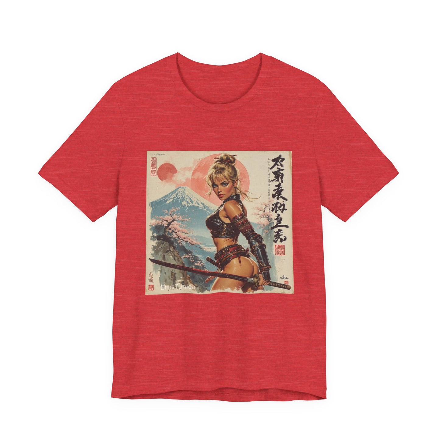 Sakura Samurai Girl Tee — Pop Art Mount Fuji Blossom Graphic T-Shirt