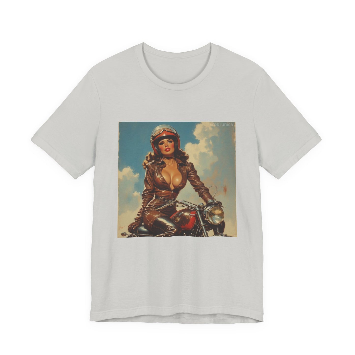 Candy Chrome Vintage Pin-Up Biker Tee — Retro Motorcycle Girl Graphic Shirt
