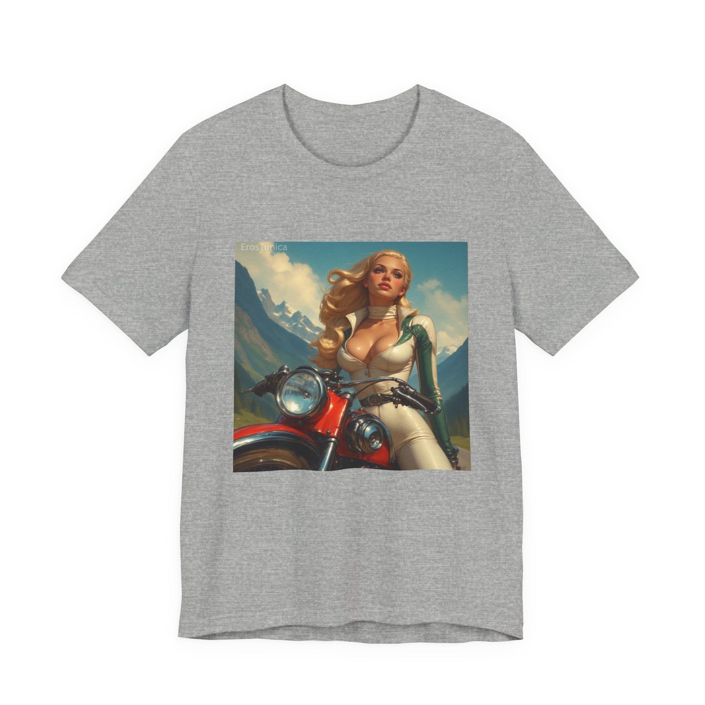 Candy Chrome Biker Tee — Retro Motorcycle Girl Graphic T-Shirt