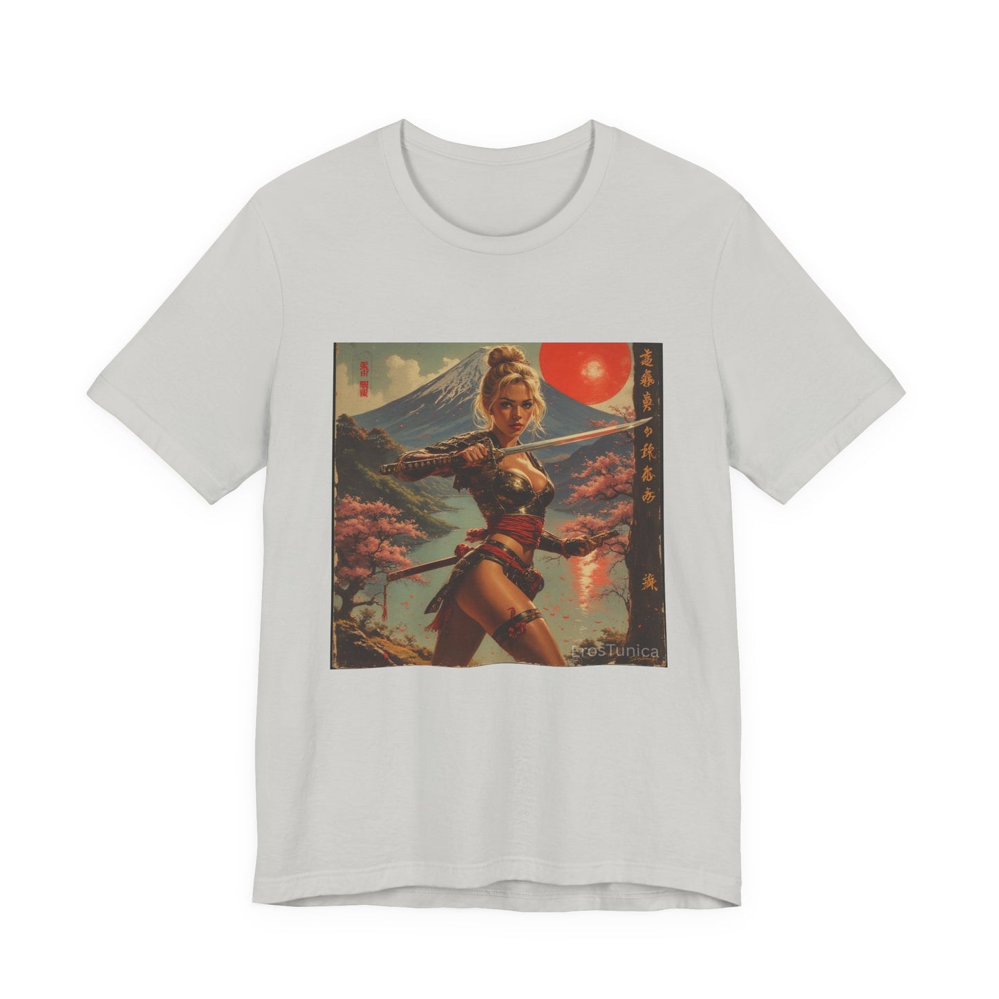 Sakura Samurai Pin-Up Tee – Retro Japanese Mount Fuji Artwork