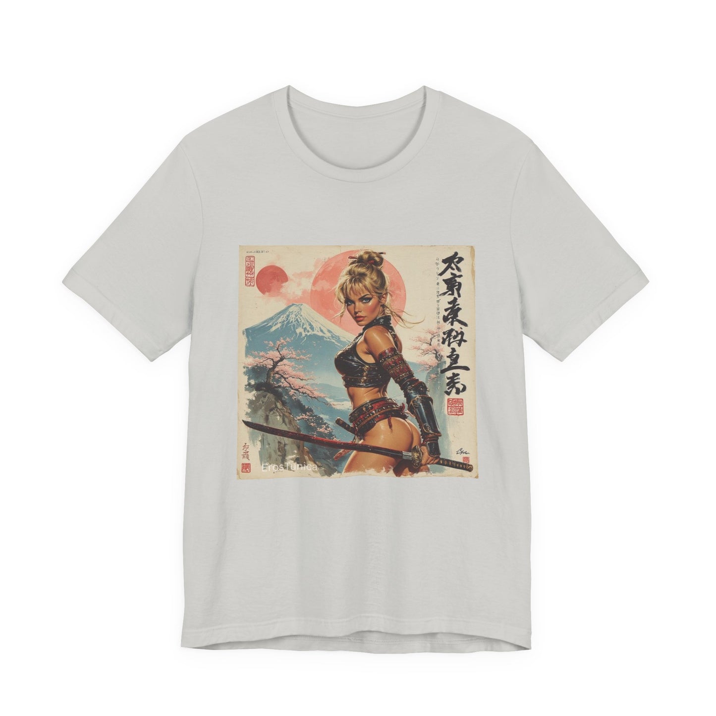 Sakura Samurai Girl Tee — Pop Art Mount Fuji Blossom Graphic T-Shirt