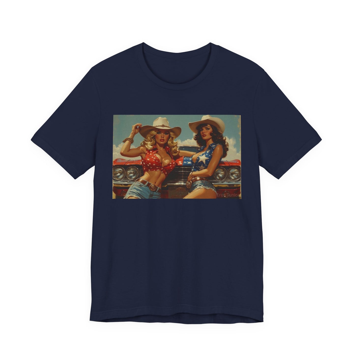 Star Spangled Sirens Retro Cowgirl Pinup Tee – Vintage Western Graphic Shirt