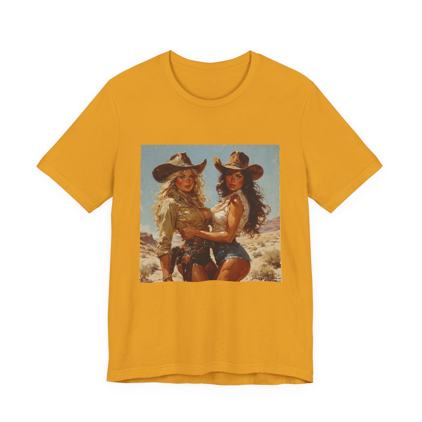The Golden Frontier Cowgirl Pinup Graphic Tee Vintage American Design