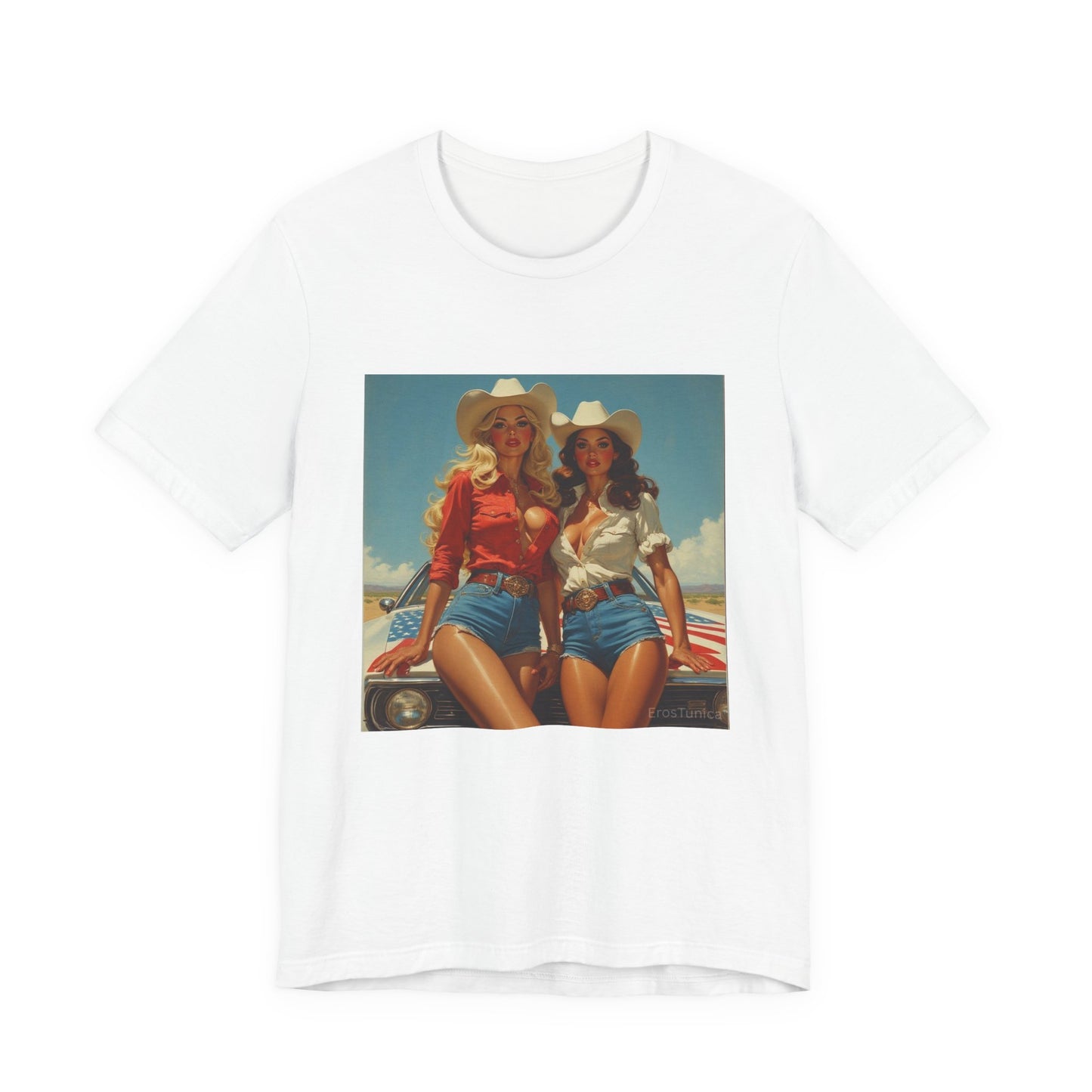 Star Spangled Sirens Cowgirl Pinup Tee — Retro Beauty meets muscle Graphic T-Shirt