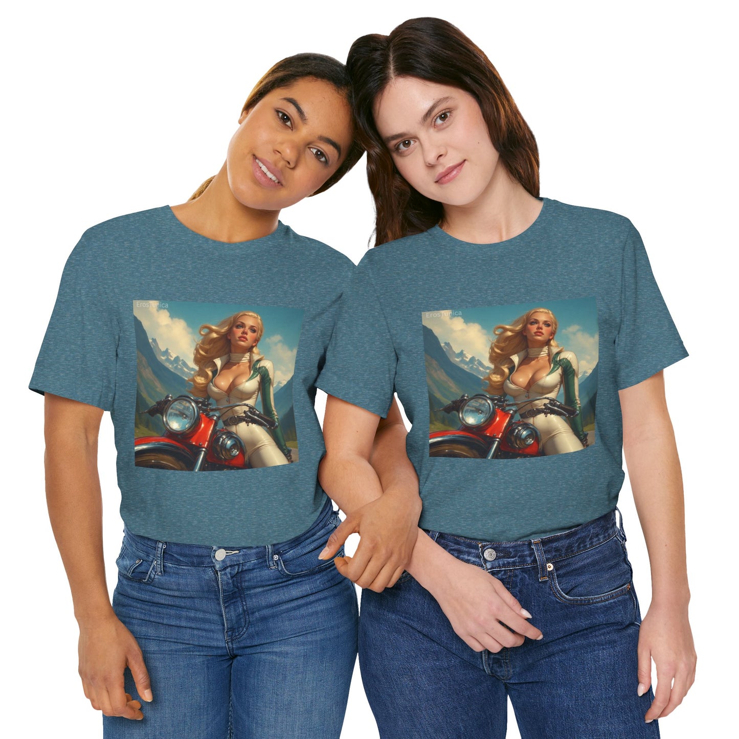 Candy Chrome Biker Tee — Retro Motorcycle Girl Graphic T-Shirt