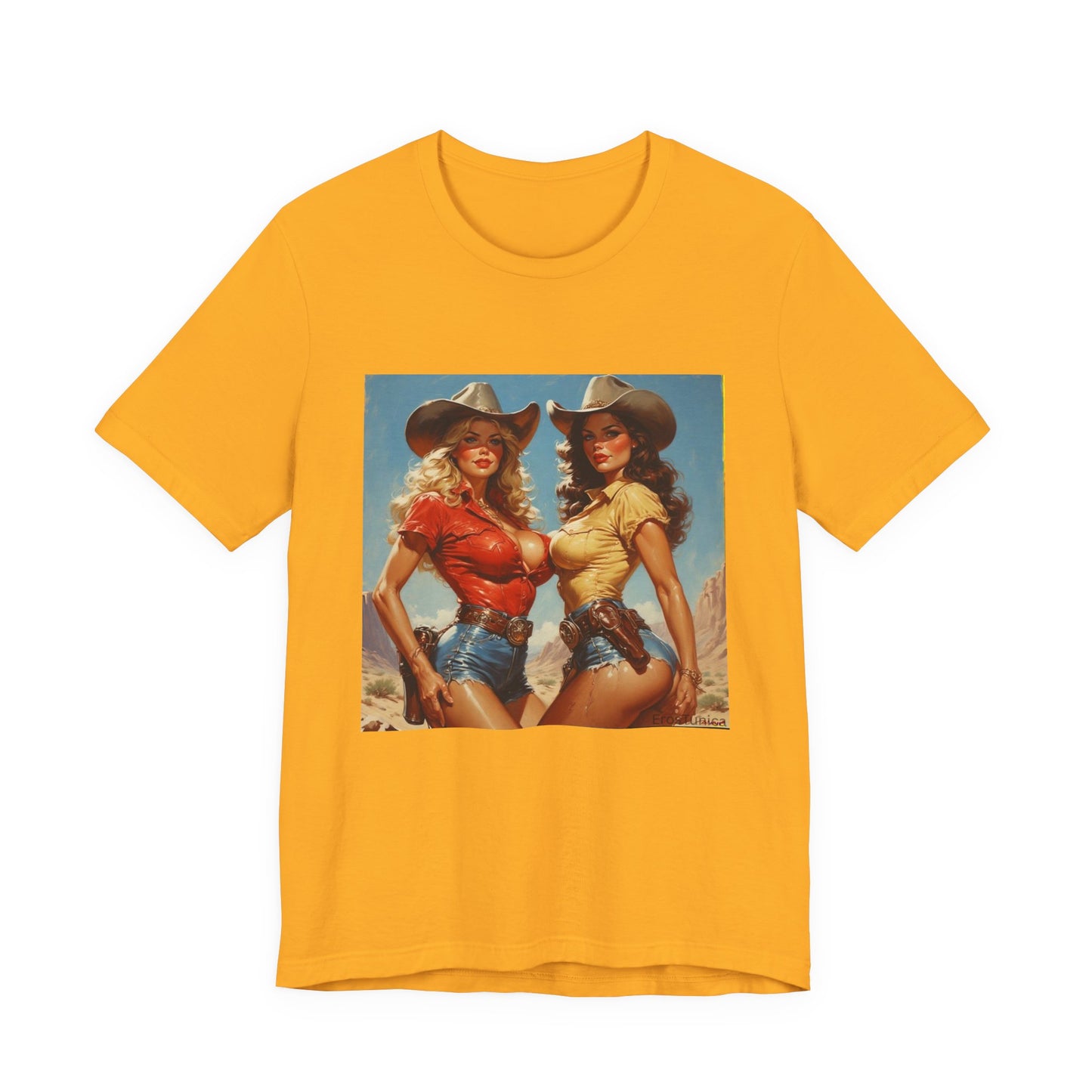 The Golden Frontier Cowgirl Pinup Graphic Tee — Vintage American Design