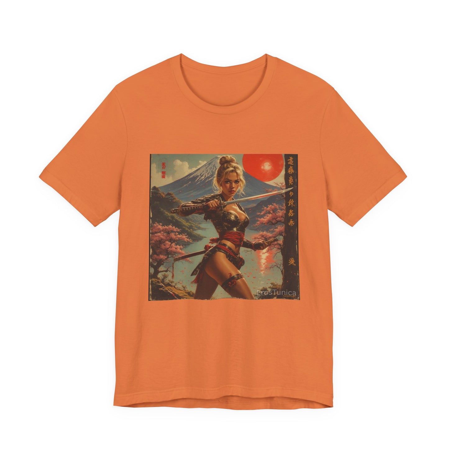 Sakura Samurai Pin-Up Tee – Retro Japanese Mount Fuji Artwork